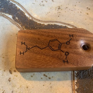 Dopamine and Serotonin Keyring / Tag - 'Happy Hormone' Chemistry equation gift - personalised