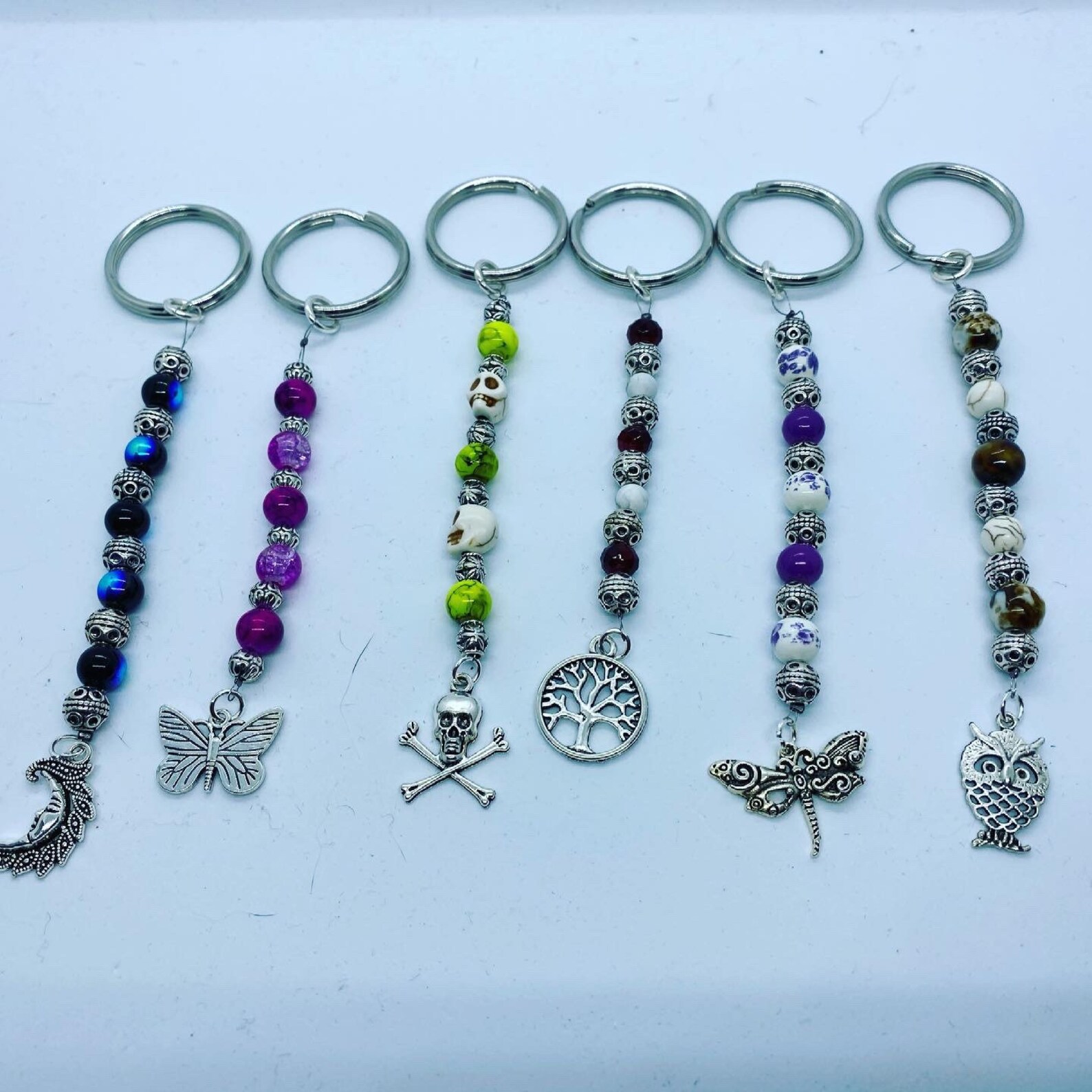 Beaded dangle charm keychains Etsy
