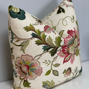 P. Kaufman Brissac Linen Jewel Floral Pillow Cover