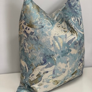Aquarius Blue metallic pillow cover