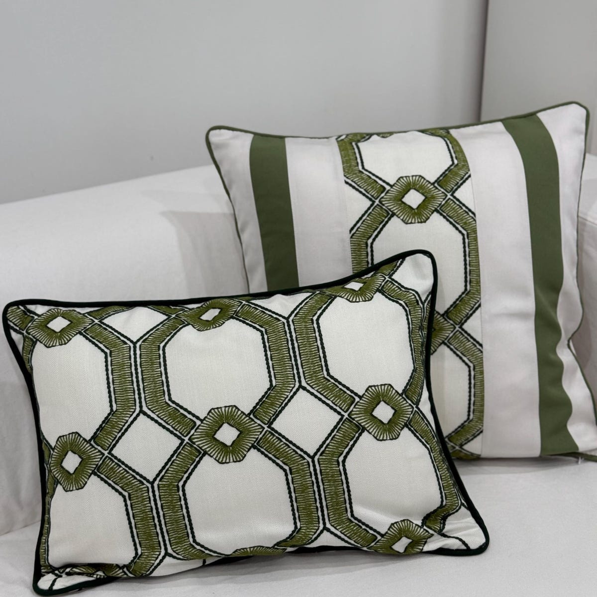 Avignon Trellis Embroidered pillow cover - 14x20 - wedding table linens