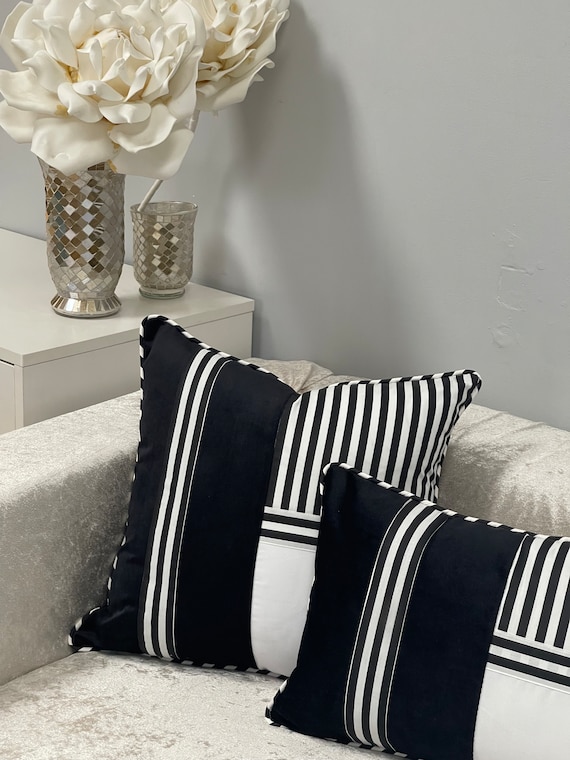 Multi Stripe Velvet Combination Pillow Cover