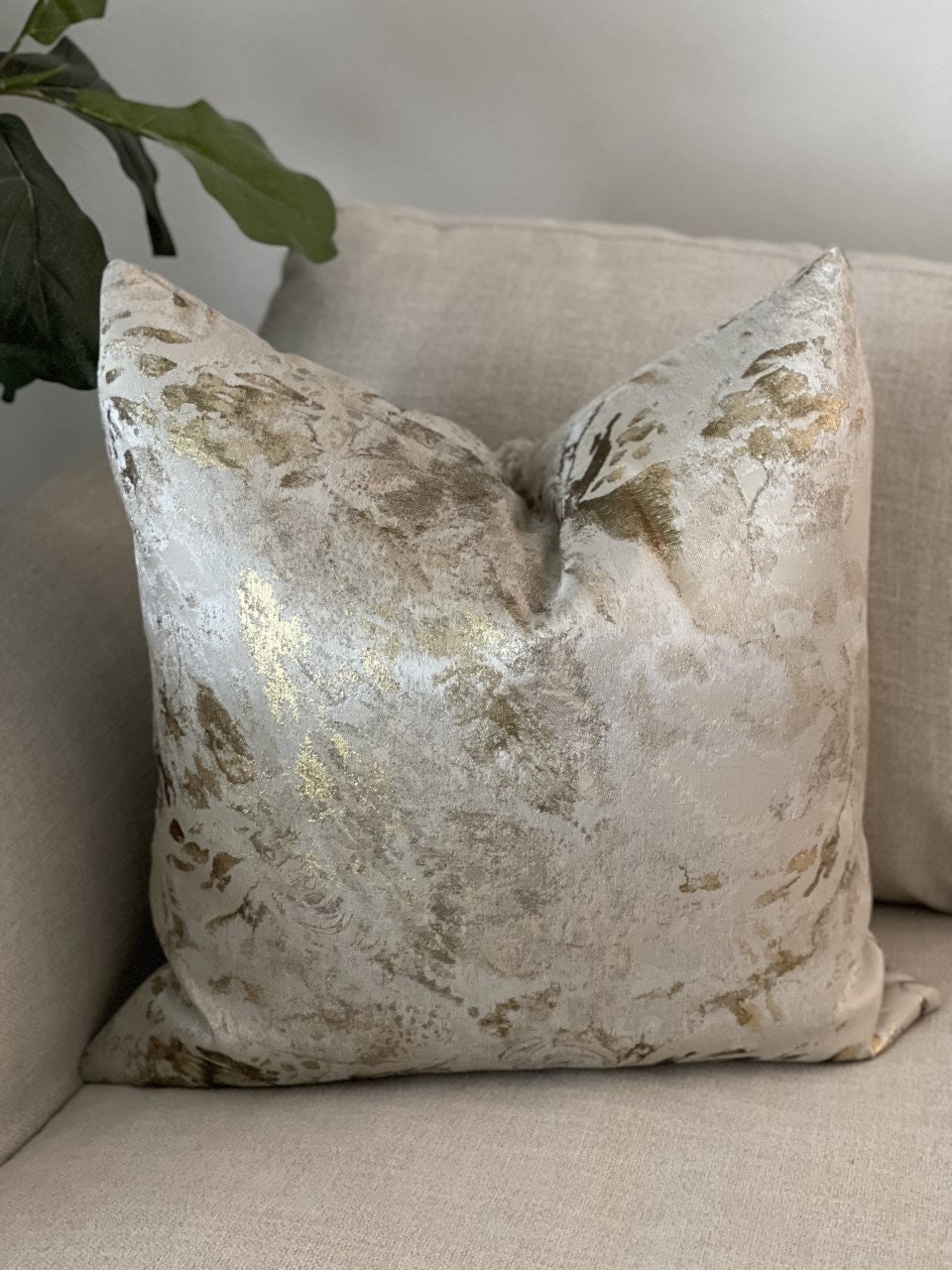 Aquarius Gold Metallic Pillow Cover Etsy