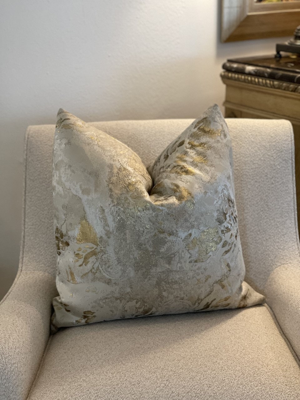Aquarius Gold Metallic Pillow Cover Etsy