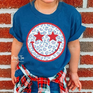 Retro 4th of July Happy Face Graphic Shirt, Kids Retro 4th of July Shirt, Infant and Toddler Retro 4th of July Shirt