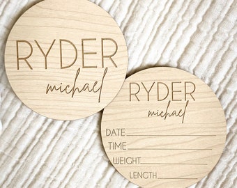 Wooden Baby Name Announcement Sign,  Wood Sign for Birth Reveal, Baby Name Reveal Sign, Small Baby Name Sign, Personalized Baby Name Sign