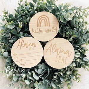 Personalized Wooden Baby Name Announcement Sign, Birth Reveal