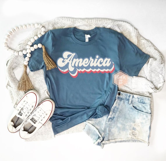 Retro America Patriotic T-ShirtDistressed America T-Shirt | Etsy