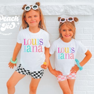 Louisiana Girls Printed T-shirt, Louisiana Summer T-shirt, Girls and Women&#39;s Louisiana Spring Printed Graphic T-shirt