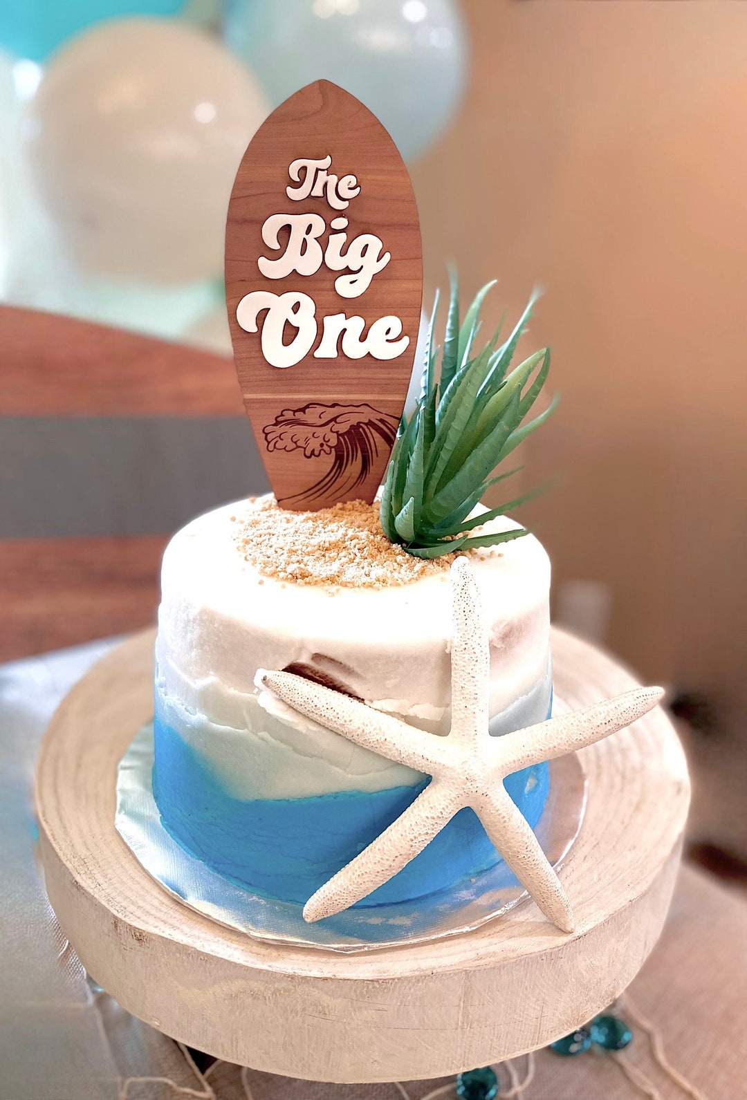 The Big One Birthday Cake Topper, the Big One First Birthday Surfboard