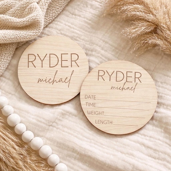 Wooden Baby Name Announcement Sign,  Wood Sign for Birth Reveal, Baby Name Reveal Sign, Small Baby Name Sign, Personalized Baby Name Sign