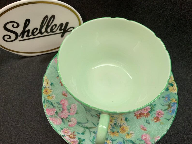 Shelley Melody Chintz Footed Teacup Set Etsy