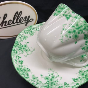 Shelley Dainty Green Daisy Teacup Set  International Shipping Cost will Vary