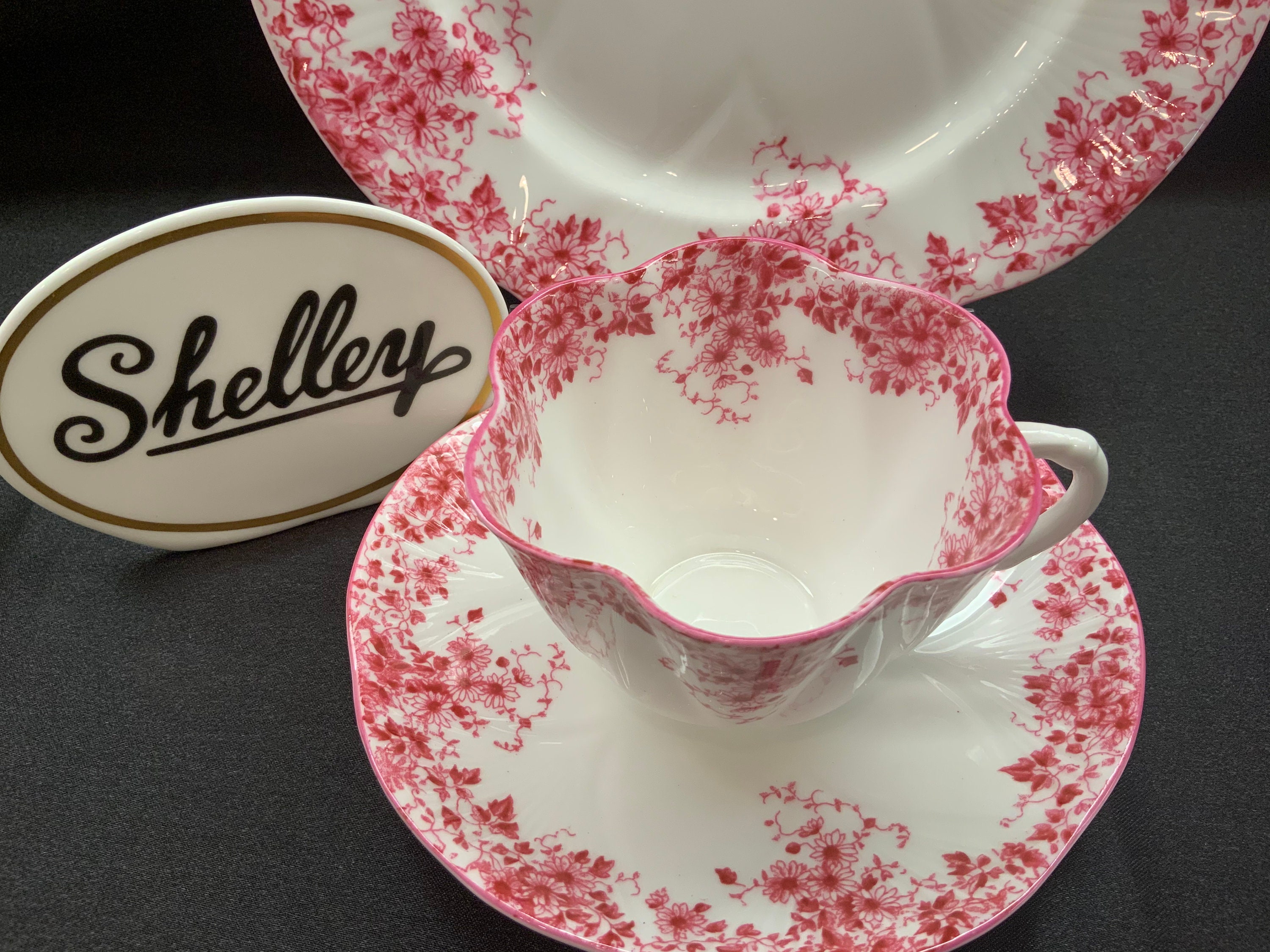 Shelley Dainty Pink Trio Cup Saucer and Eight Inch Plate Several Available 