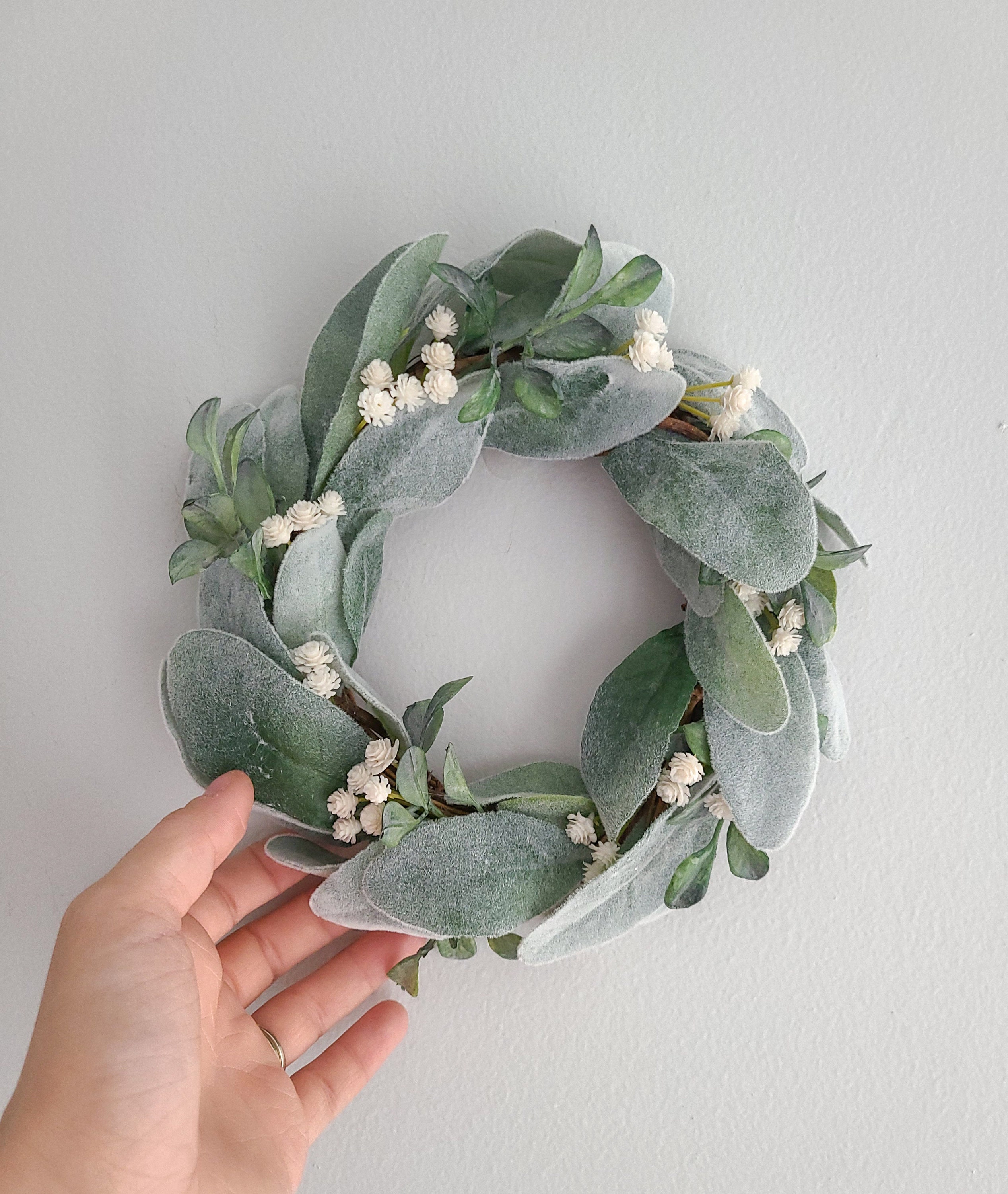 Mini Lamb's Ear Wreath Candle Rings Small Farmhouse Etsy