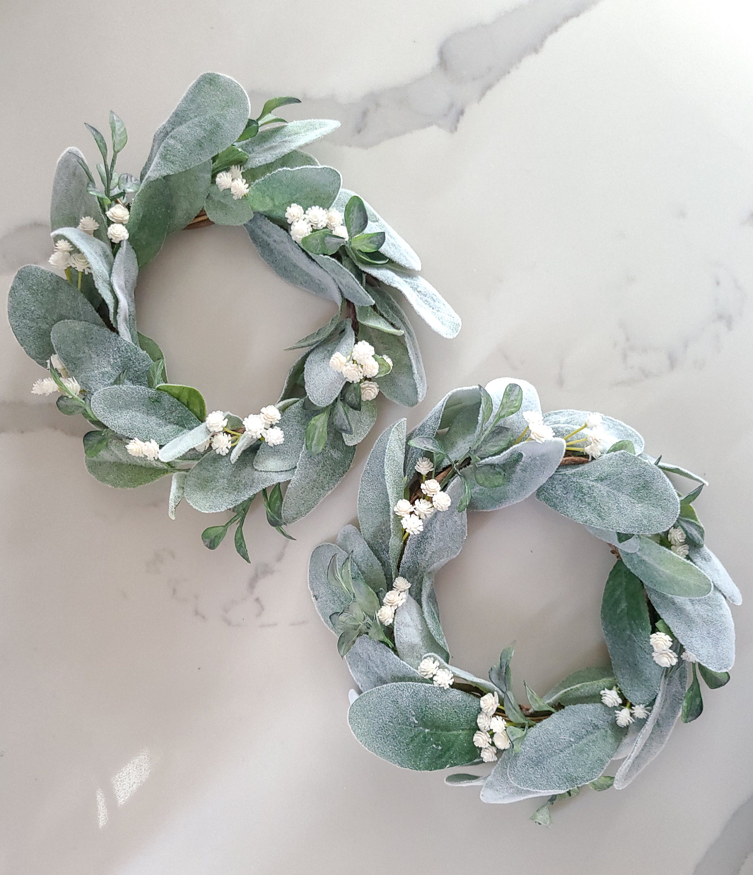 Mini Lamb's Ear Wreath Candle Rings Small Farmhouse Etsy