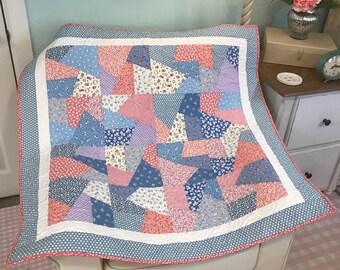 1930's Reproduction Scrappy Crazy Quilt  Handmade