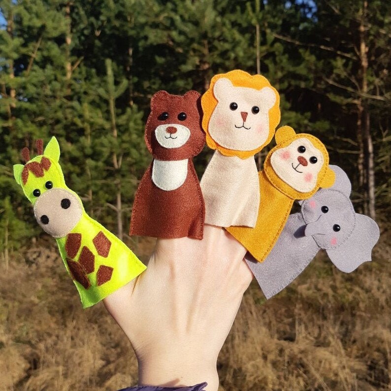 Zoo animal puppets Felt finger puppets finger puppets set Etsy