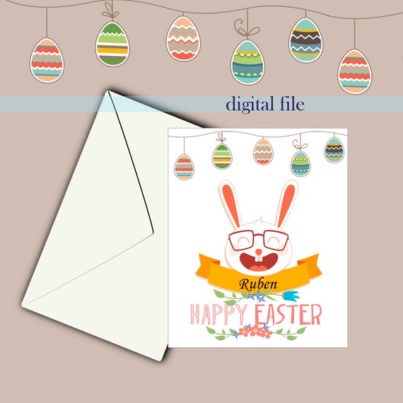 Personalized Easter Card printable Happy easter card Etsy