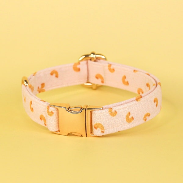 Mac n Cheese Dog Collar, Cute Noodle Dog Collar, Neutral Custom Dog Collar, Customized Pasta Pet Collar, XL Dog Collar, Small Puppy Collar