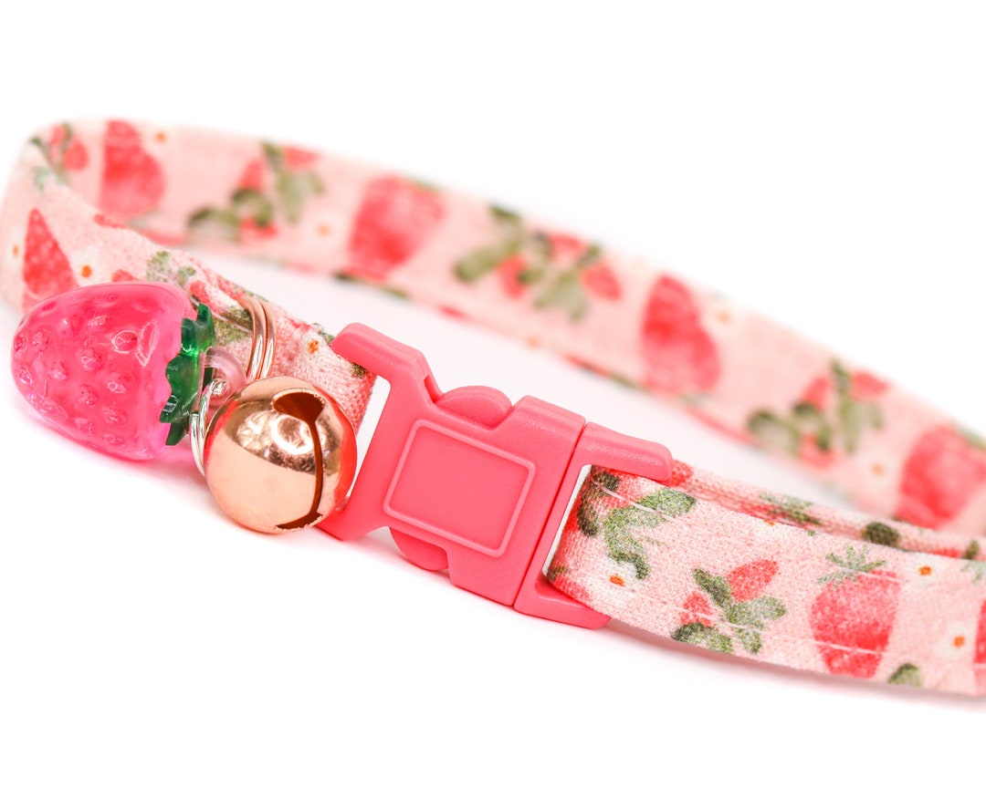 Pink Strawberry Cat Collar Female Breakaway Cat Collar With Etsy