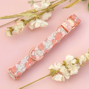 Pink Animal Cookie Dog Collar, Female Dog Collar, Adjustable Girl Puppy Collar, Custom Girl Dog Collar, Female Dog Collar, Thin Dog Collar
