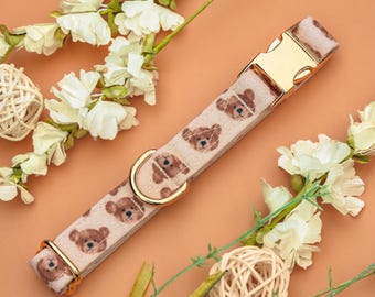 Teddy Bear Dog Collar, Boho Bears Pet Collar, Neutral Boy Dog Collar, Male Dog Collar, Cute Boy Dog Collar, Adjustable Boy Puppy Collar