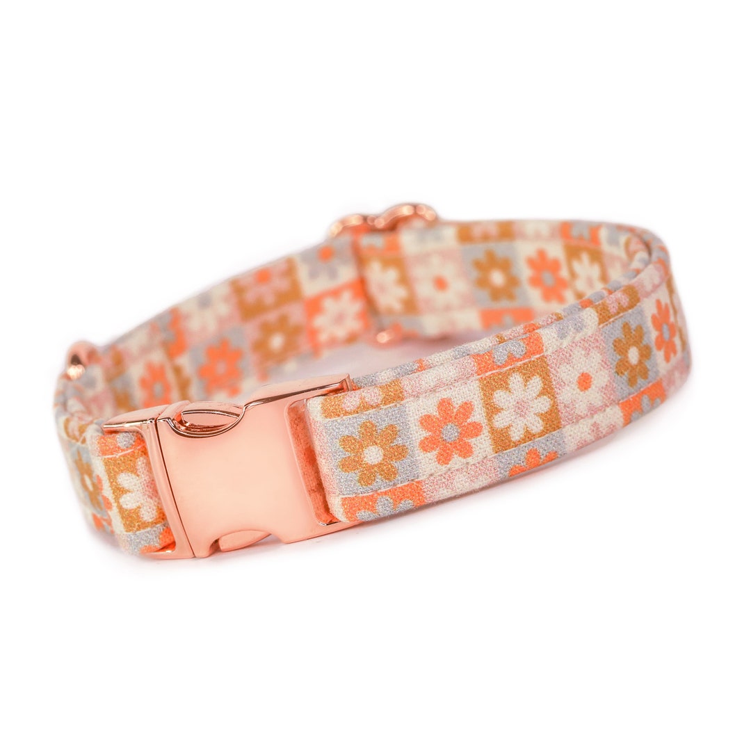 Daisy Checkered Dog Collar, Y2k Dog Collar Groovy, Cute Retro Dog