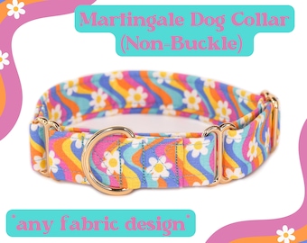 Any Fabric Martingale Dog Collar(Non-Buckle), Custom Dog Collar, Customized Martingale Pet Collar, Durable Dog Collar