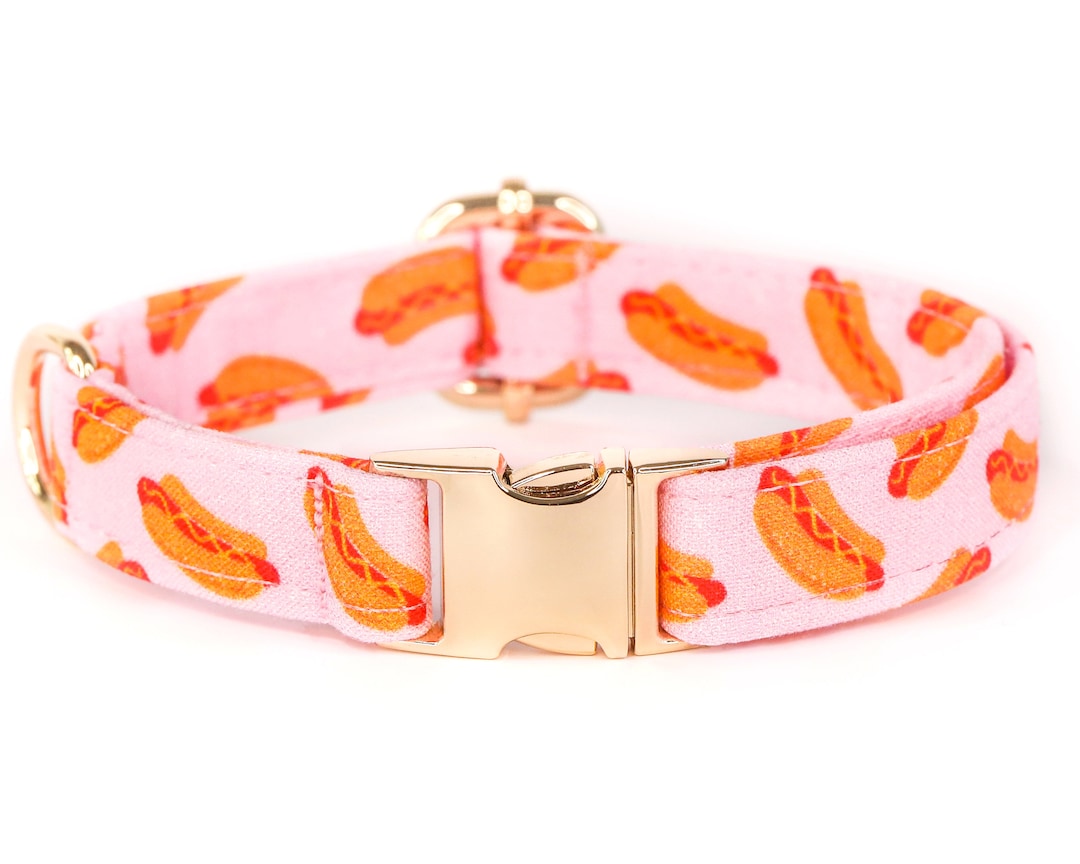 Retro Pink Hotdog Dog Collar Cute Summer Dog Collar Custom Etsy