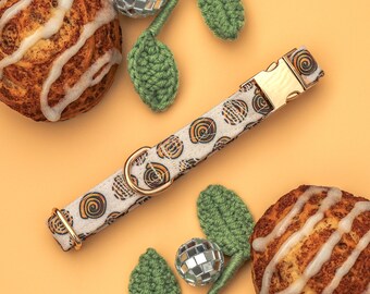 Cinnamon Roll Dog Collar, Cute Neutral Dog Collar, Custom Boy Dog Collar, Fancy Girl Dog Collar, Thin Small Puppy Collar, Food, Dessert