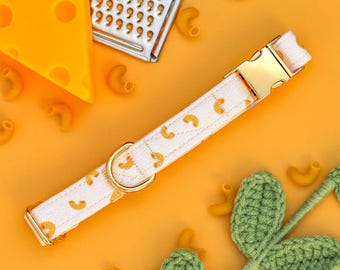Mac n Cheese Dog Collar, Cute Noodle Dog Collar, Neutral Custom Dog Collar, Customized Pasta Pet Collar, XL Dog Collar, Small Puppy Collar