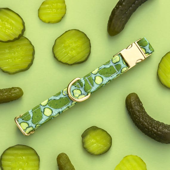 Pickle Dog Collar, Cute Custom Dog Collar, Funny Boy Dog Collar Customized, Small Male Puppy Collar, Fancy Designer Dog Collar Food