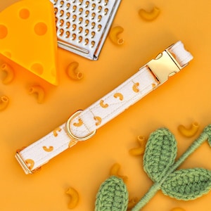 Mac n Cheese Dog Collar, Cute Noodle Dog Collar, Neutral Custom Dog Collar, Customized Pasta Pet Collar, XL Dog Collar, Small Puppy Collar