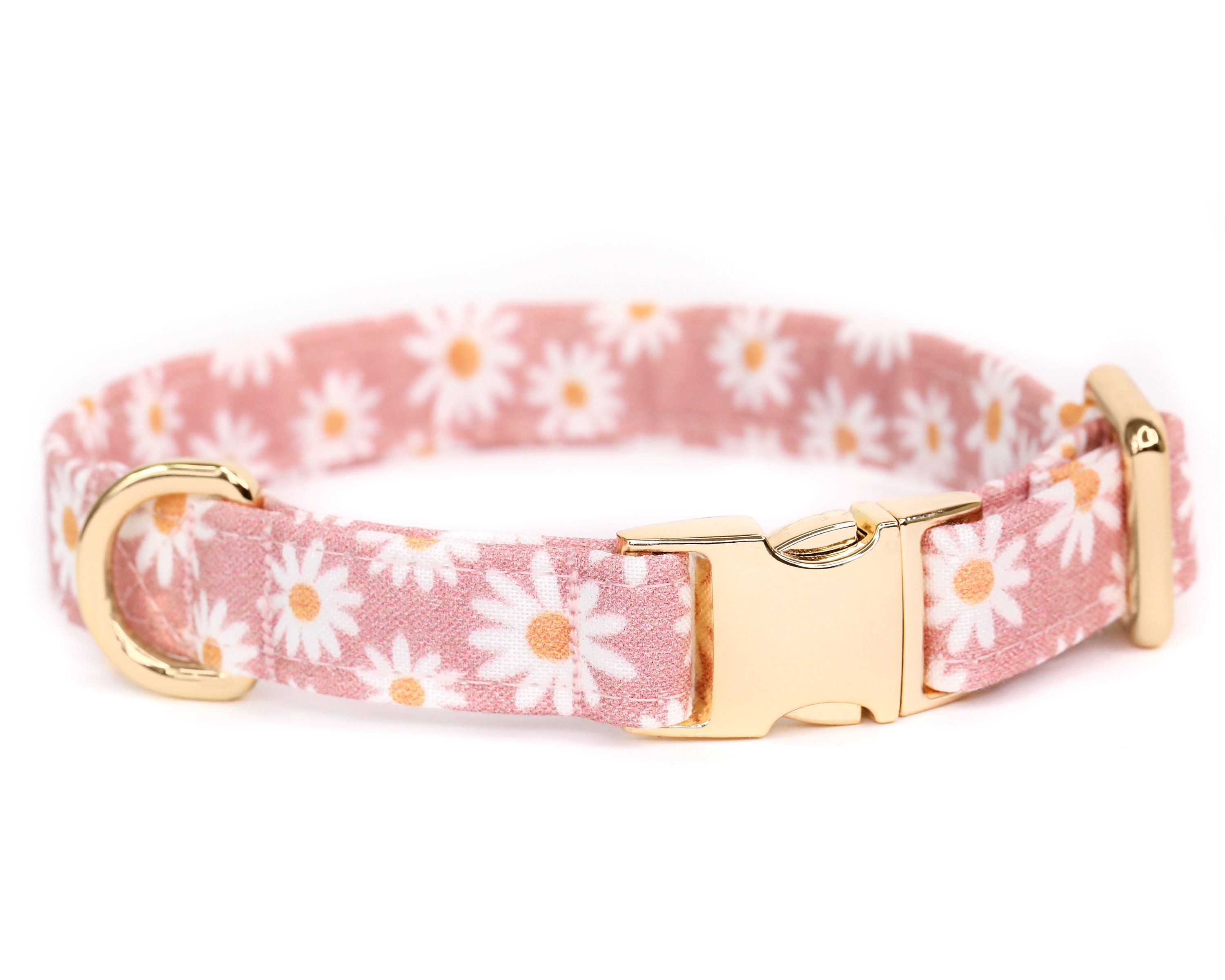 Pink Daisy Dog Collar Retro Custom Girl Dog Collar Floral -  Sweden