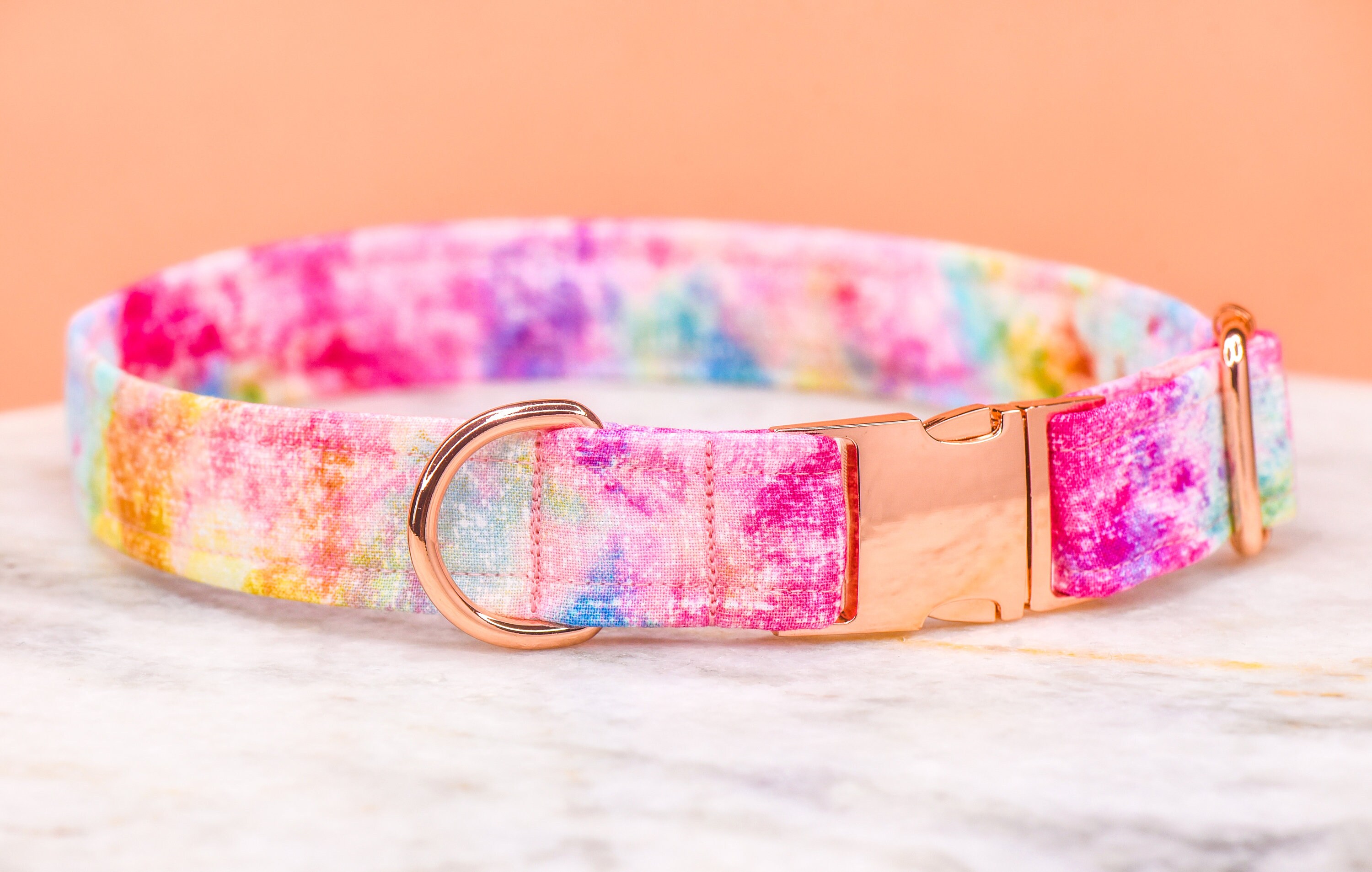 Colorful Rainbow Dog Collar Tie Dye Pet Collar Designer Rose Etsy