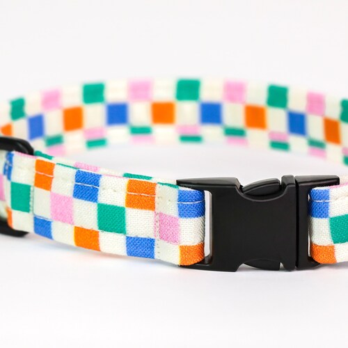 Y2K Checkered Girl Dog Collar Retro Female Puppy Collar Etsy