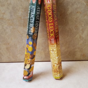 HEM Attracts Money & HEM Good Luck Incense Sticks, Atrae Dinero Incienso, Buena Suerte Incienso, 40 Incense Sticks, Meditation Yoga Prayer