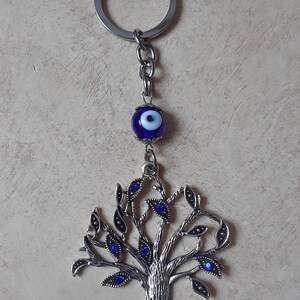 Tree of Life & Evil Eye Keychain, Tree of Life Keyring, New Beginnings Strength Good Luck Charm, Good Luck Protection Accessories