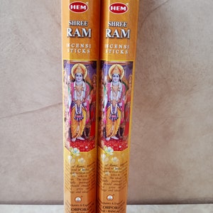 HEM Shree Ram Incense Sticks, 2 Tubes of Incense, 40 Incense Sticks, Meditation Yoga Prayer Incense Sticks
