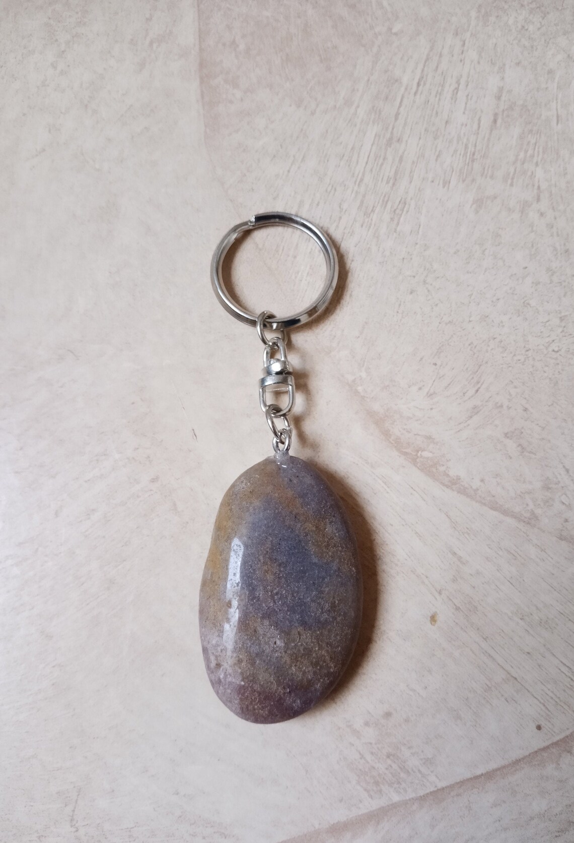 Yin Yang Rock Keychain, Yin Yang Polished Stone Keyring, Rock Stone ...
