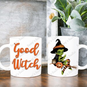 Good Witch Mug Sublimation, Halloween PNG, Téléchargement numérique