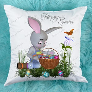 Happy Easter Sublimatie, Paashaas, Paaseieren, Tuin, Pasen PNG, Digitale Download