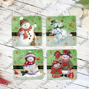 Snowman Coaster Sublimation, Christmas Sublimation, Snowman PNG. Digital Design