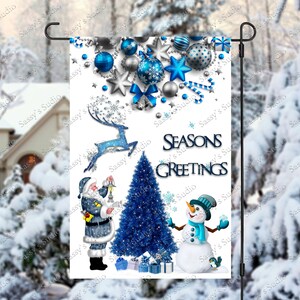 Garden Flag Sublimation, Christmas PNG, Santa, Snowman, Seasons Greetings, Christmas Scene Digital Download
