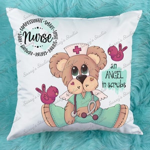 An Angel In Scrubs Sublimation, Nurse PNG, Heroes, T-Shirt, Pillow, Digital Download