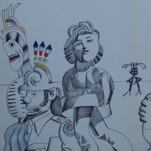 Saul Steinberg - Original Colour Lithograph 1973, Derriere le Miroir, Limited edition Print, Original lithograph