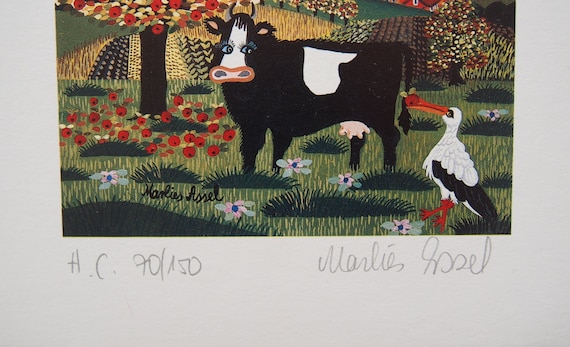 マーリーズ・アッセル - 直筆サイン入りリトグラフ 1983 - Etsy 日本