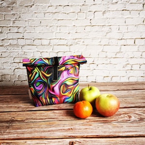 Insulated Lunch bag - Colorful design, Reusable Meal Cooler, Picnic & Travel Essentials