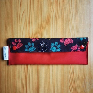 Brush pocket, cutlery bag, cosmetic pouch, knife bag, paw travel pouch, eyeglass case, cutlery pouch, Gift for dog lovers, Dogs Puppy design